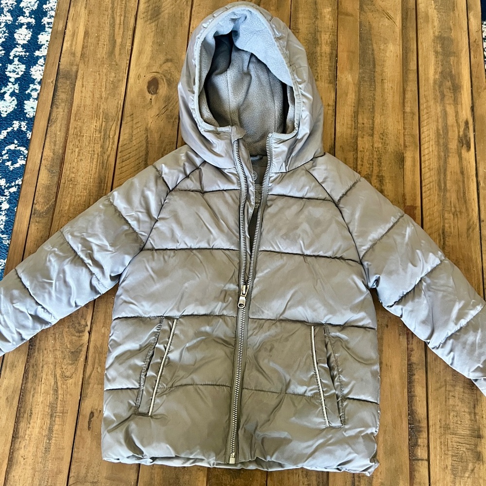 Kids Gray Puffer Jacket, 3T (Unisex)